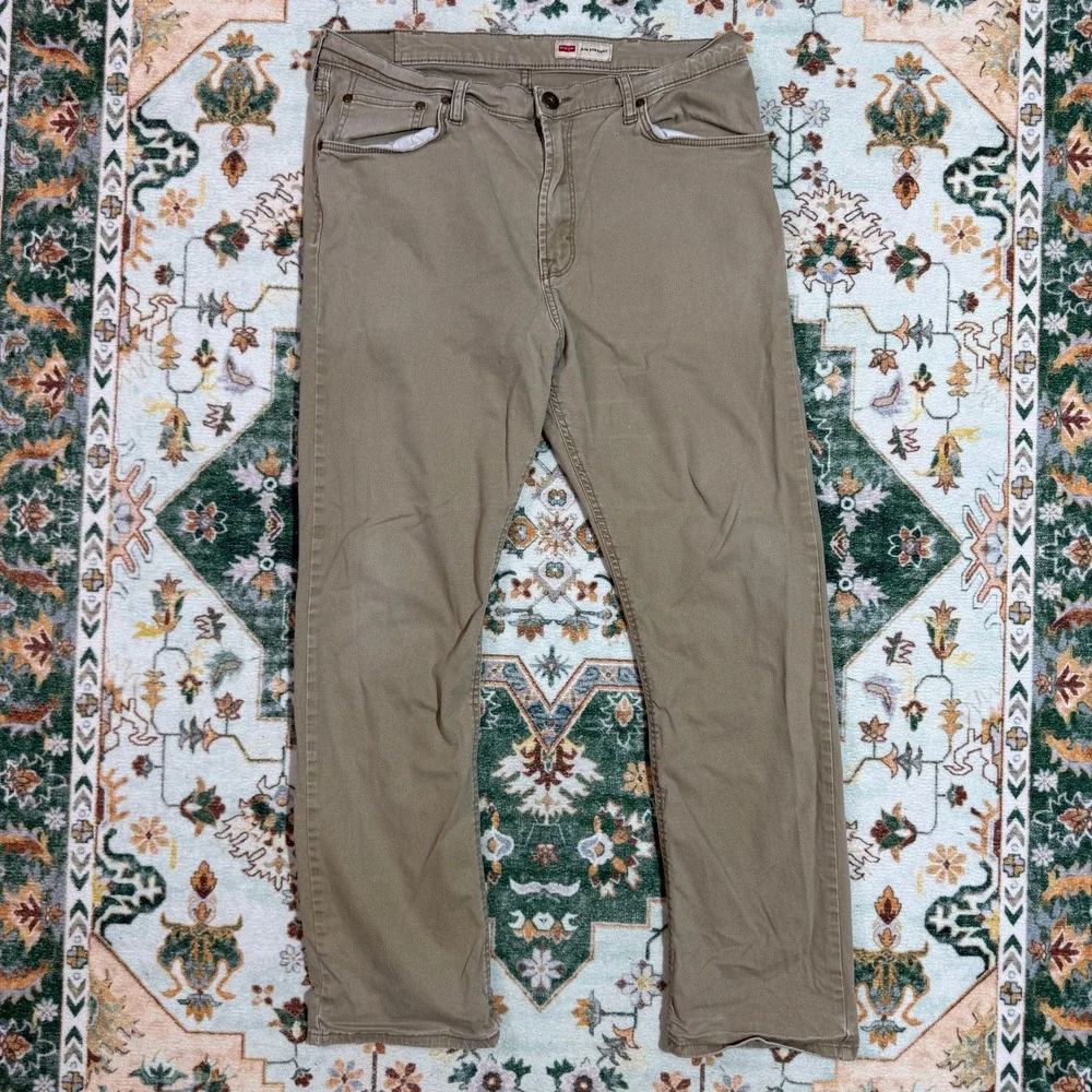 Wrangler Slim Straight Tan Casual Pants Mens Size‎ 36x30